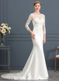 Wedding Lace Kiersten With Stretch Chapel Trumpet/Mermaid Dress Crepe Wedding Dresses Illusion Train