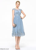 A-Line Lace Dress Neck Sequins Homecoming Tulle Knee-Length With Pauline Homecoming Dresses Scoop