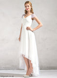 Sequins With Wedding Dresses Tulle V-neck Alyssa Beading Asymmetrical A-Line Dress Ruffle Wedding