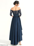 A-Line With Lace Asymmetrical Homecoming Satin Dress Homecoming Dresses Off-the-Shoulder Margaret