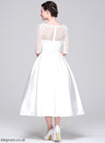 With Parker Sweetheart Wedding Dresses Wedding Tea-Length Pockets Dress Ball-Gown/Princess Satin