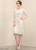 Mother V-neck Chiffon Mother of the Bride Dresses Dress Bride Knee-Length the With Sheath/Column Lace Brenda of Bow(s)
