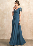Lace Floor-Length Bride Chiffon V-neck A-Line the Mother Mother of the Bride Dresses of Shaniya With Dress