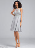 Cocktail Dresses Chiffon Dress Scoop Cocktail A-Line With Knee-Length Samara Sequins Lace Neck