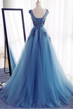 Tulle Scoop With Applique And Sash Prom Dresses A Line Lace