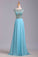 Elegant Prom Dresses A-Line Scoop Beaded Bodice Floor-Length Chiffon Zipper Back