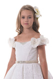 Off The Shoulder A Line Lace Flower Girl Dresses With Handmade
