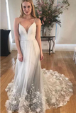 Unique Spaghetti Strap Long Cheap Tulle Prom/Wedding Dresses With