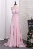 A Line Prom Dresses Chiffon Scoop With Ruffles And