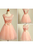 A Line Scoop Tulle & Lace Homecoming Dresses With