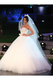 Ball Gown Bowknot Sweetheart Tulle Wedding Dresses Strapless Wedding