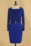 Lace & Chiffon Cowl Neck Mother Of The Bride Dresses Long Sleeves