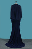 Evening Dresses High Neck Spandex With Beading Mermaid Sweep
