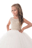 New Arrival Flower Girl Dresses Ball Gown Scoop Tulle With Beads Floor