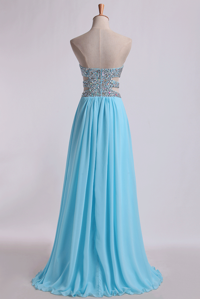 Sweetheart Prom Dresses A-Line Chiffon Floor Length With
