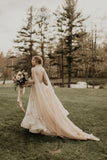 3D Flowers Spaghetti Straps Tulle Wedding Dresses V Neck Fairy Lace Bridal Dresses STB15485