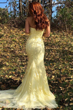 Mermaid Strapless Appliques Prom Dresses With Slit Evening STBPXH4MGL2