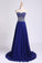 Prom Dress Sweetheart Beaded Bodice A Line Chiffon Dark Royal Blue
