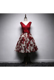 A Line V Neck Homecoming Dresses Short/Mini Tulle With
