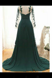 Sweetheart Long Sleeves Prom Dresses With Applique &