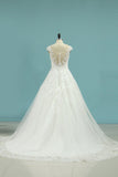 Cap Sleeve Wedding Dresses A Line Tulle With