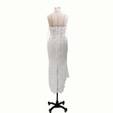 Elegant Lace Off White Sheath Prom Dresses, Lace Simple Wedding Dresses STB15171