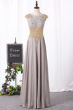 A Line Evening Dresses Scoop With Applique And Beads