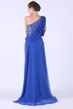 One Sleeve With Beading And Slit Prom Dresses Lace &
