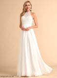 Floor-Length Chiffon Wedding Dresses Wedding Kayden Neck A-Line Dress High Lace