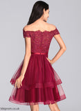With Knee-Length Homecoming Dress Sequins Beading Homecoming Dresses Lace Off-the-Shoulder Tulle Iliana A-Line
