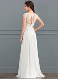 Lace Dress Wedding Dresses Chiffon V-neck Floor-Length A-Line Ruffle With Wedding Kaitlynn