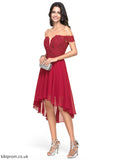 With Cocktail Beading Lace Chiffon Off-the-Shoulder Camila Dress Cocktail Dresses A-Line Asymmetrical
