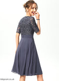 Cocktail Dresses Cocktail V-neck Chiffon A-Line Lace With Knee-Length Sequins Veronica Dress