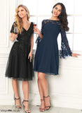 Madelynn Club Dresses Neck Lace Chiffon Knee-Length With Dress Scoop Cocktail A-Line Sequins