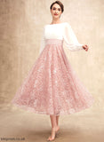 Dress Chiffon the Aleena With Neck A-Line Lace Tea-Length Scoop Mother Beading of Bride Mother of the Bride Dresses