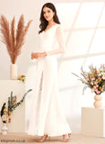 Carla Lace Bow(s) With Wedding Dress A-Line V-neck Wedding Dresses Floor-Length