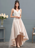 Lace Asymmetrical Tulle Matilda V-neck A-Line Bow(s) Wedding Dresses Dress Wedding With