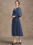 With Jocelyn Dress Ruffle V-neck Chiffon Mother of the Bride Dresses Mother Tea-Length Bride the of A-Line