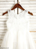 Flower Girl Dresses Neck Flower Tea-length Sleeveless Brielle With - Sash/Bow(s) A-Line/Princess Tulle/Lace Girl Dress Scoop