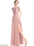 Neckline Sequins Silhouette ScoopNeck A-Line SplitFront Floor-Length Fabric Embellishment Length Sarai Floor Length Bridesmaid Dresses