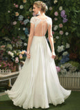 With Dress A-Line Illusion Floor-Length Sequins Wedding Briana Lace Wedding Dresses