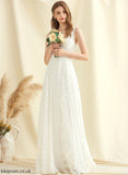 Train Lace V-neck Wedding Dresses Chiffon Emmy Sequins Dress With Sweep Wedding A-Line