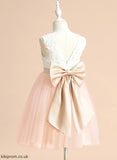 Sleeveless Kaydence Bow(s) Scoop Flower Neck - Dress With A-Line Knee-length Flower Girl Dresses Girl Tulle/Lace