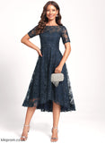 Tulle Dress Neck Sequins Sanaa A-Line Cocktail With Club Dresses Lace Scoop Asymmetrical
