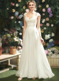 A-Line Floor-Length With Wedding Wedding Dresses Lace Hilary Dress V-neck