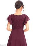 A-Line Ruffles Lace Asymmetrical Cascading Cocktail V-neck With Kathy Cocktail Dresses Chiffon Dress