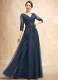 Dress Tulle With the Mother Bride of Mother of the Bride Dresses Lace V-neck Kendall Sequins Floor-Length A-Line
