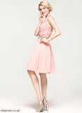 A-Line Beading Viola Neck High Sequins Chiffon Lace Homecoming Dresses Knee-Length With Homecoming Dress