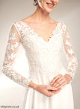 With Split Chiffon A-Line Floor-Length Wedding Wedding Dresses Front Kaylee Lace Dress V-neck