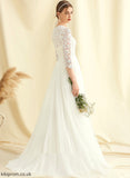 A-Line Ruby Wedding Dress Train Sweep Wedding Dresses Tulle Lace